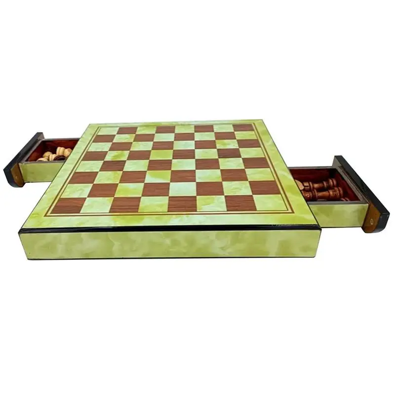 

Portable Wooden International Chess Set With Storage Drawer Board Game Funny Game Chessmen Collection Board Game For Kids