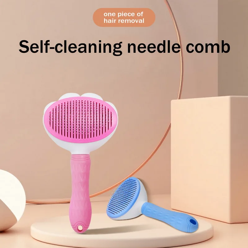 

Pet Cat Brush Cat Comb Remove Hair Grooming Brush For Dog Cats Self Cleaning Slicker Brush Removes Tangled Hair Cat Accessories