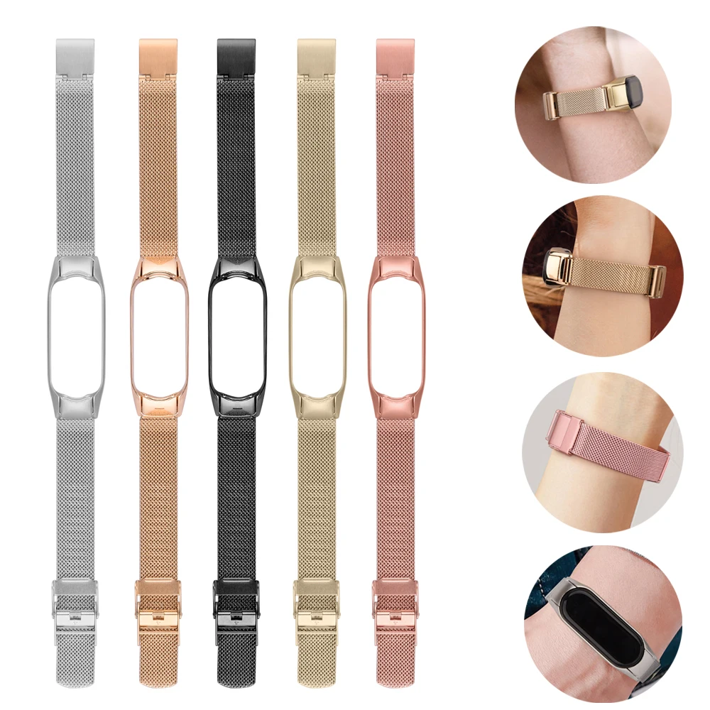 Wrist Strap For Xiaomi Mi Band 6 4 5 3 Metal Bracelet Screwless Stainless Steel for Mi Band 6 4 3 5 Strap Wristbands Pulseira