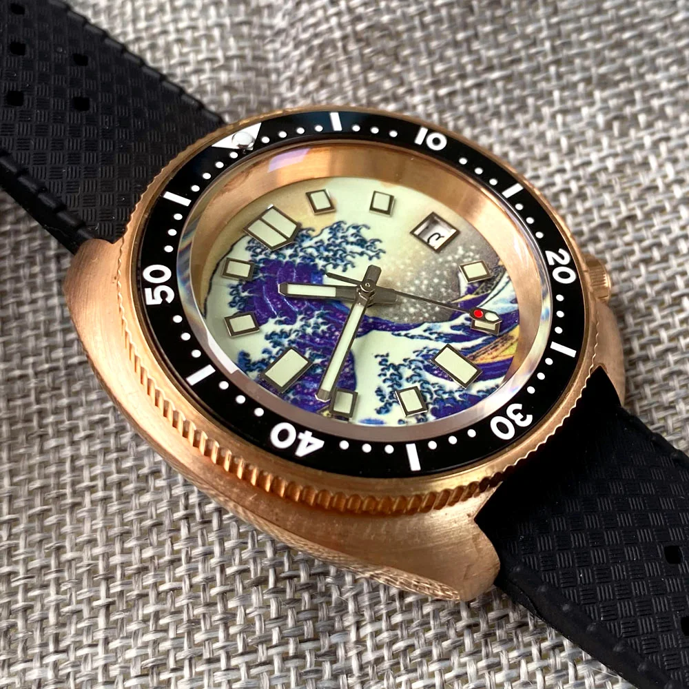 Мужские автоматические часы NH35A CUSN8 из твердой бронзы для дайвинга 20 атм