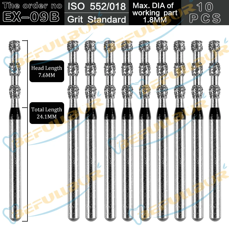 10 шт. алмазные боры для полировки зубов