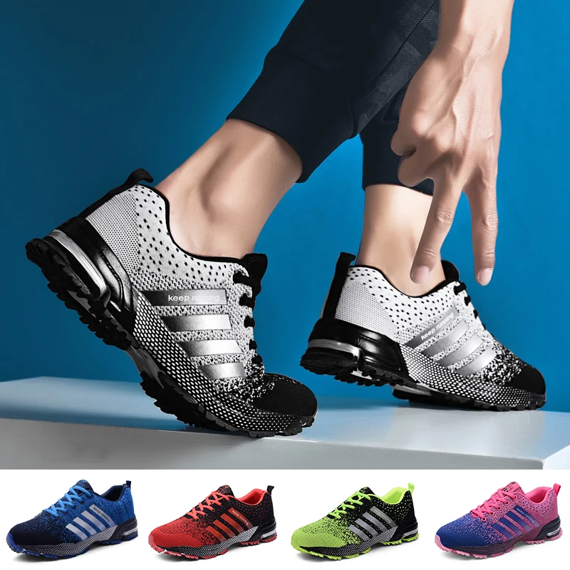 JIEMIAO Men Running Shoes Breathable Outdoor Sports Shoes Lightweight Couple Sneakers Women Training Shoes Plus Size 35-48