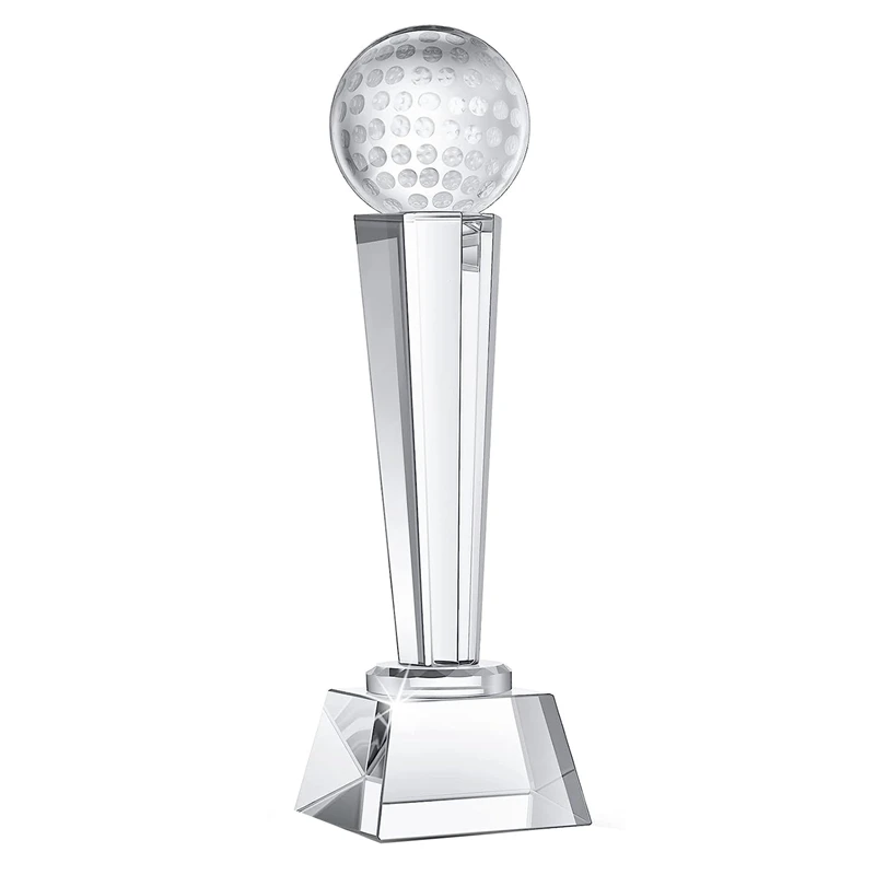 

Crystal Glass Golf Trophy 9 X 2.8 Inch For Adults Kids Golf Tournament Table Desktop Decor