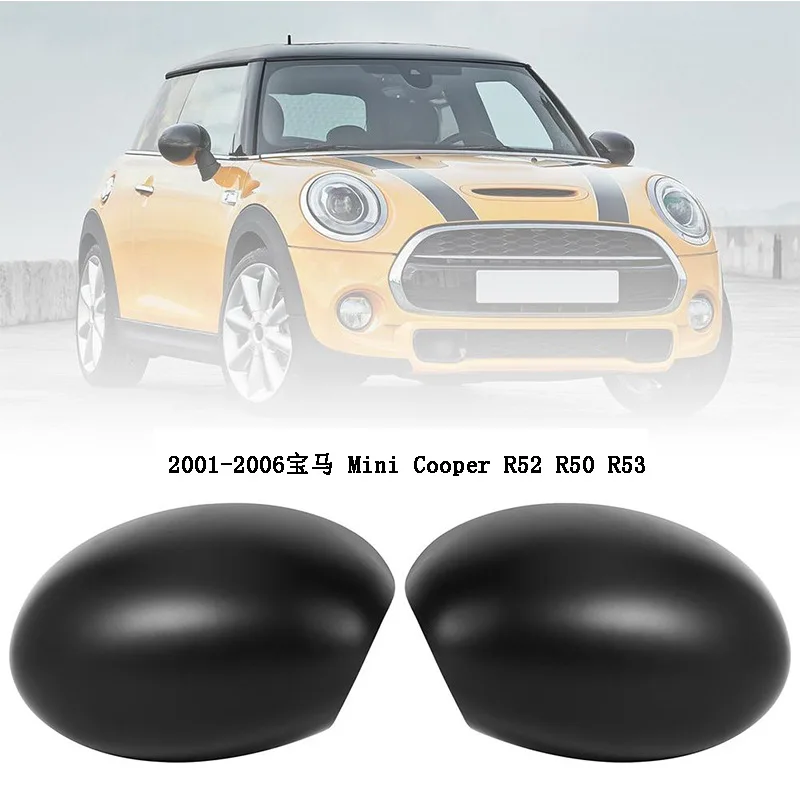 

2PCS Black Car Rearview Mirror Sticker Cover Caps For BMW Mini Cooper R52 R50 R53 2001-2006 Car Styling Accessories OE:489120050