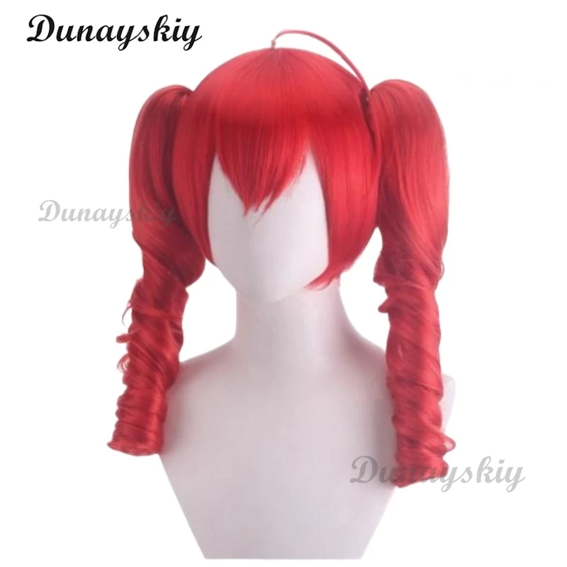 Парик для косплея виртуального Idol Teto Красный конский хвост длинные вьющиеся