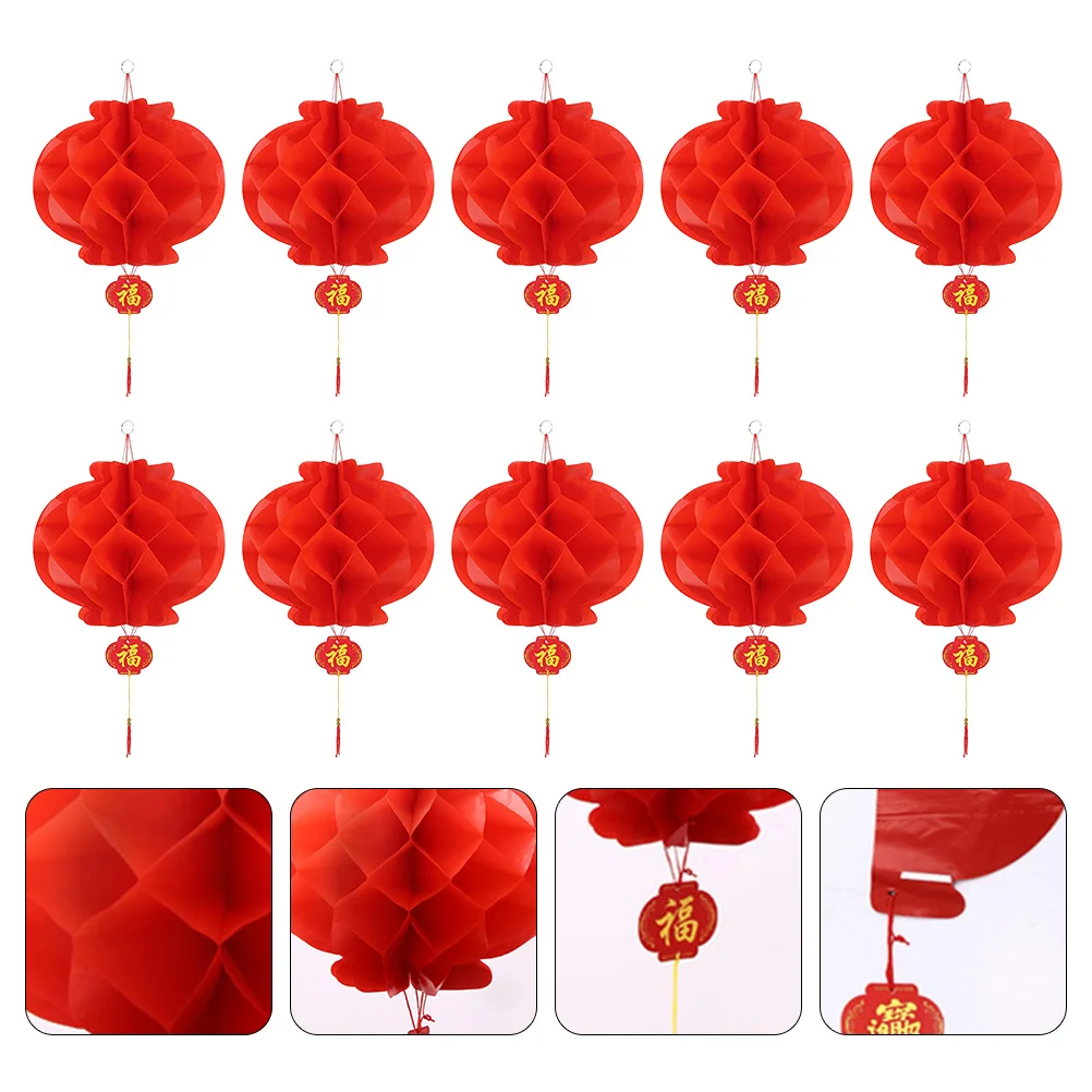 

New Year Spring Festival Lanterns Red Honeycomb Pendants Ornaments Party Decorative