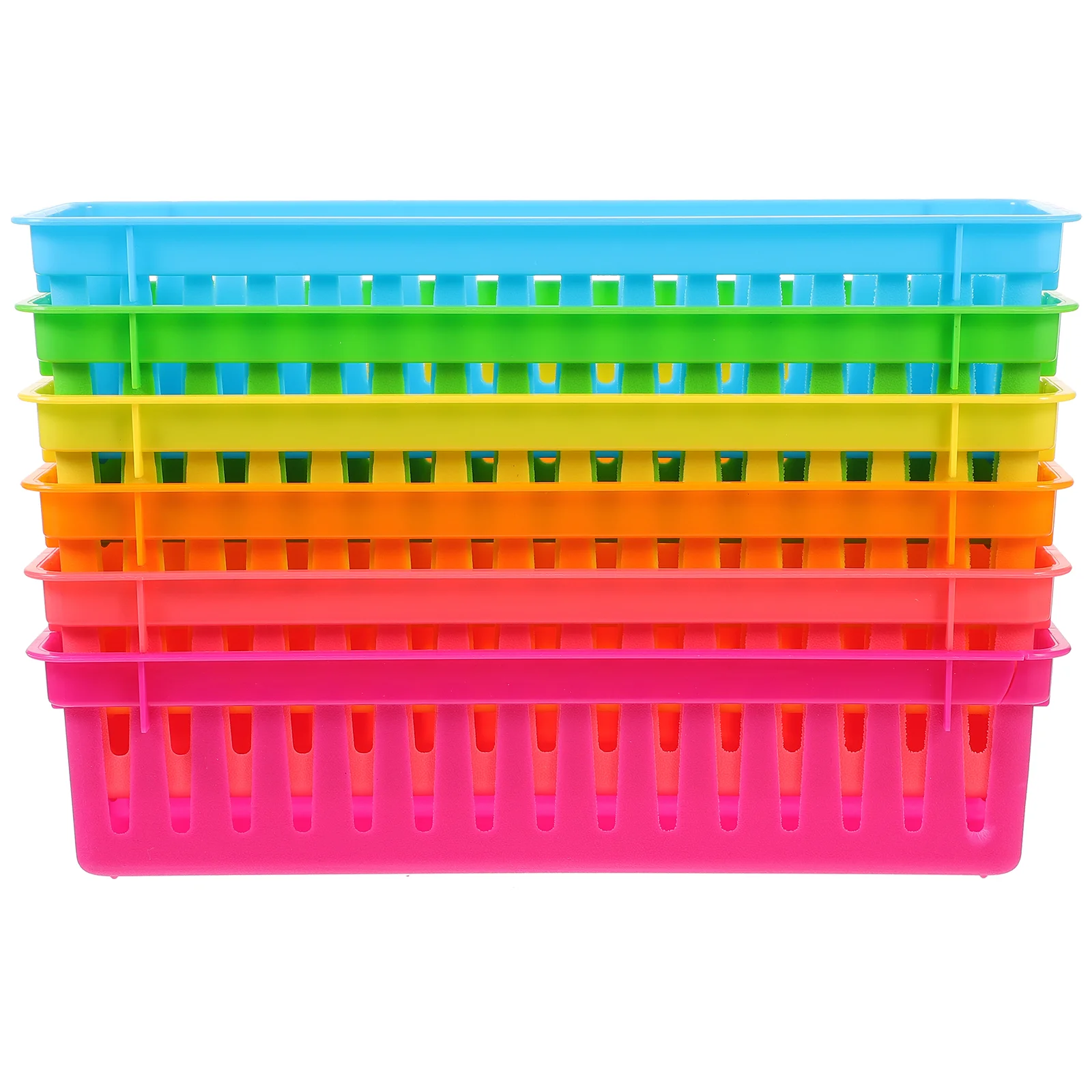 

6 Pcs Coloured Pencils Holders Classroom Colored Containers Multipurpose Dispenser Plastic Baskets Tray Trays