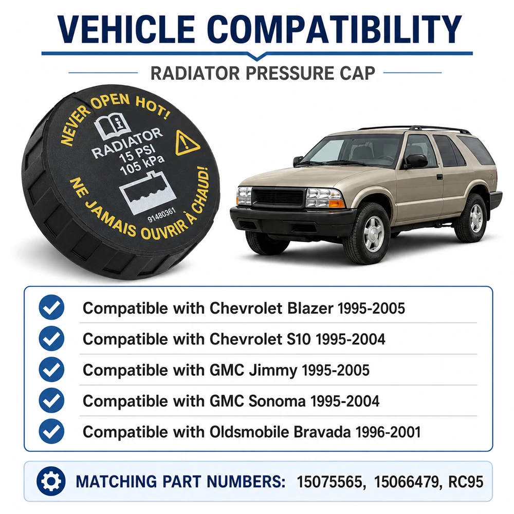 15075565, 15066479, Крышка радиатора RC95, 15 PSI (105 кПа), для ChevroletBlazerS10, для GMC JimmySonoma (art.: 3920dbbfd68e9) - 3920dbbfd68e9