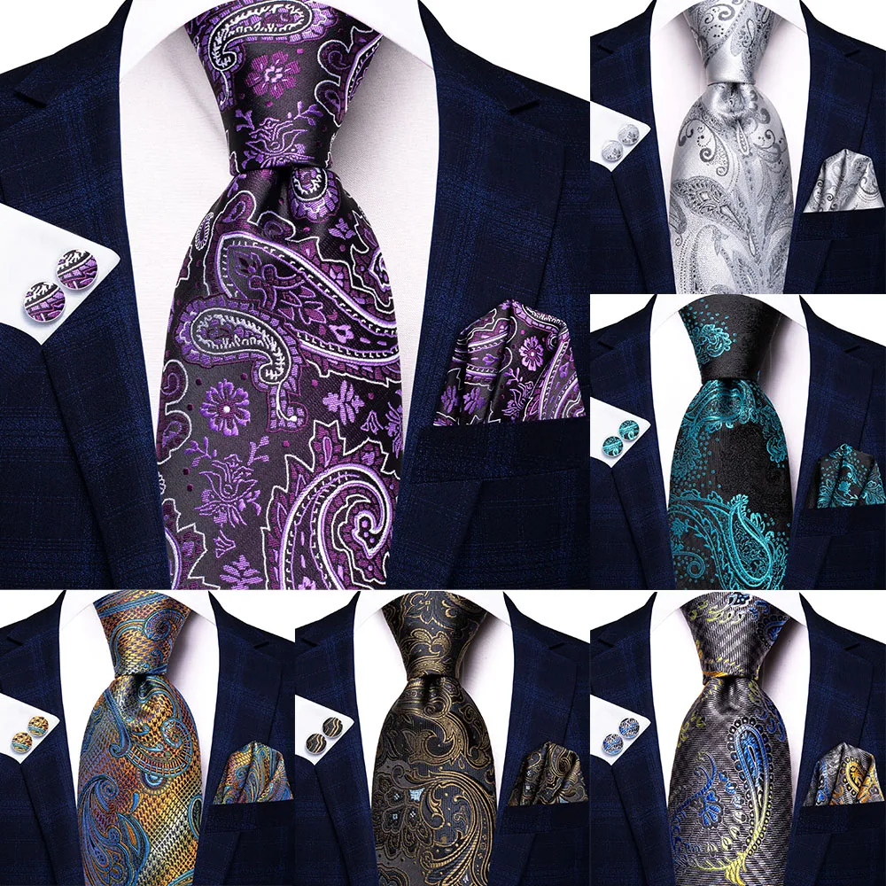 

Фиолетовый, белый, Пейсли, Шелковый Свадебный галстук для мужчин, ручная работа, запонки, подарок, мужской галстук, модные, деловые, вечерние,...