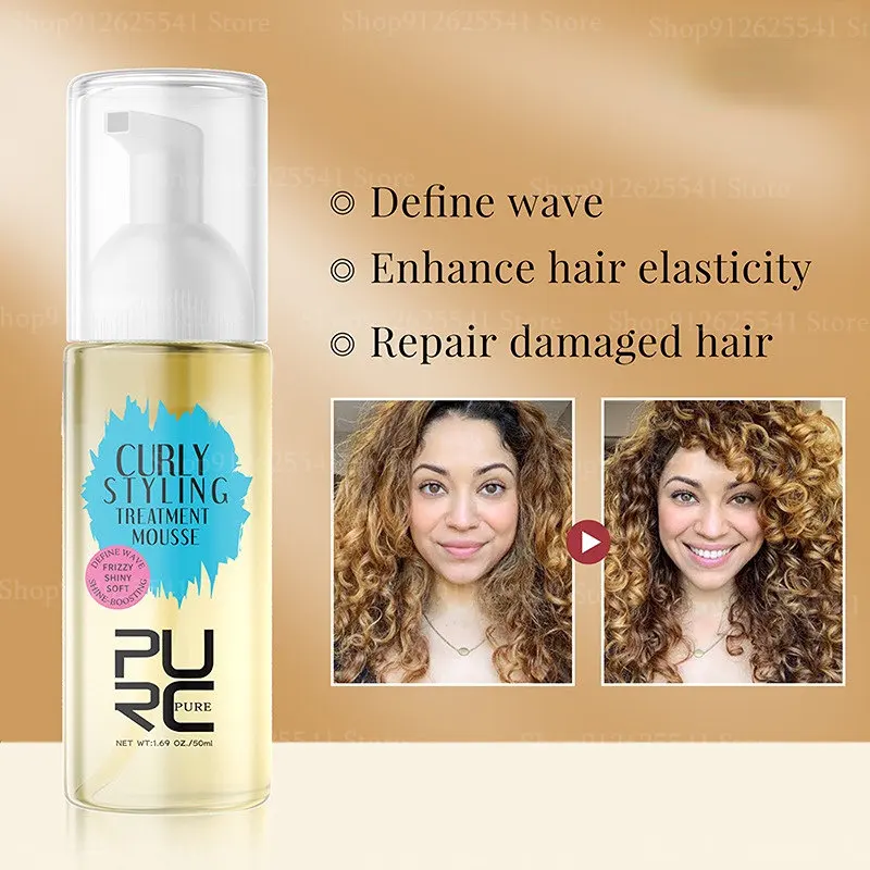 

New Curly Styling Hair Treatment Mousse Smoothing Castor Oil for Wavy Hair Products Shampoo for Dry Damaged Frizz Hair Care 50ml