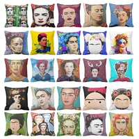 portraits frida printed suede nap cushion cover decorative throw pillow case home decor bedroom living room sofa car seat office