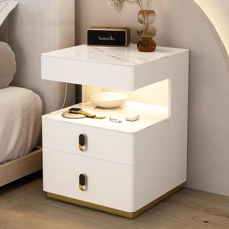 

Wooden Bedside Table Nightstand Multifunctional Smart Wireless Charging Meuble Bedroom Furniture YY50BT
