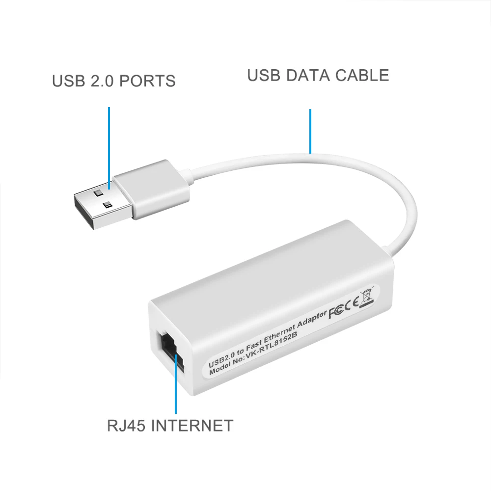 KBT чип SR9900/RTL8152B пластиковый чехол 10 Мбит/с адаптер USB 2 0 к RJ45 проводная сетевая