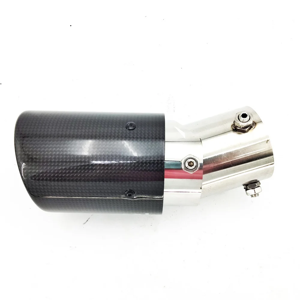 

Universal 63-89mm Carbon Fiber Car Exhaust Pipe Muffler Tip Bent Straight Angle Adjustable