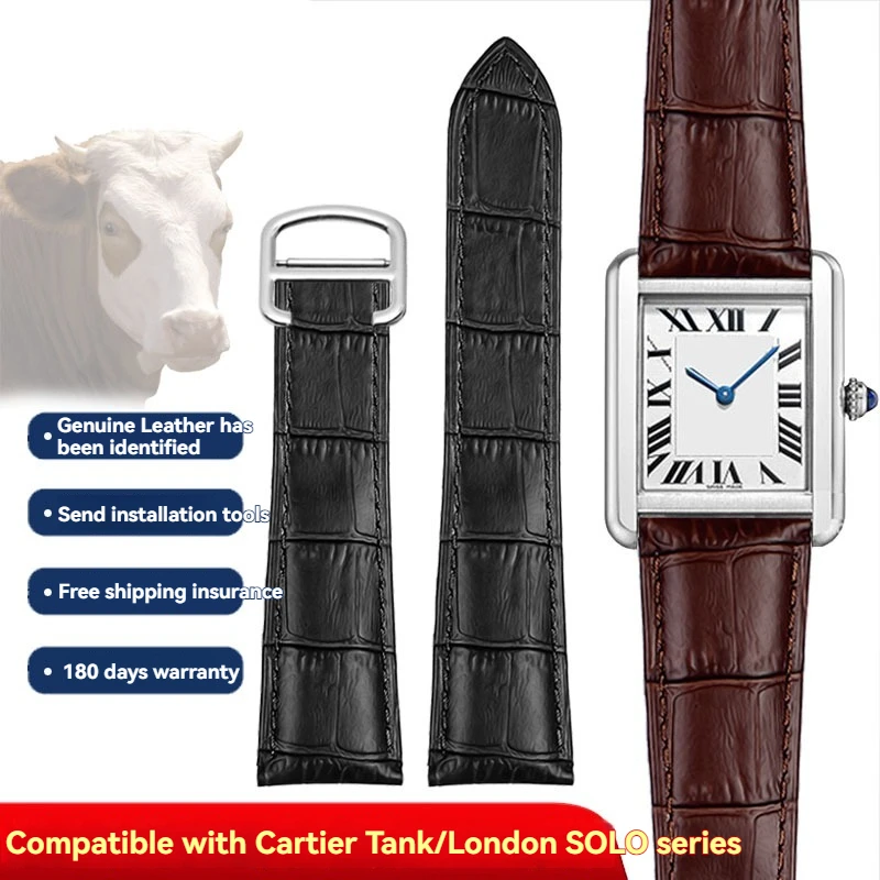 Фото Ремешок из натуральной кожи для Cartier Caliber/Tank/London/Santos, 16, 17, 18, 20, 22, 23, 25 мм, сменный аксессуар №1