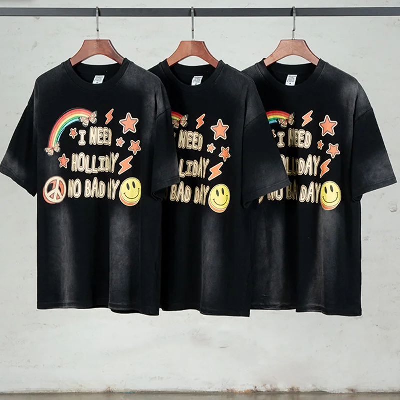 

Harajuku Graphic T shirts Hip Hop Oversized T-shirt Cotton Retro Anime Letter Print Tops Vintage Tee Men Streetwear Summer 2022