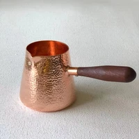 500ml pure copper latte pitcher milk jug with wooden handle kettles hammer handcraft drinkware tableware