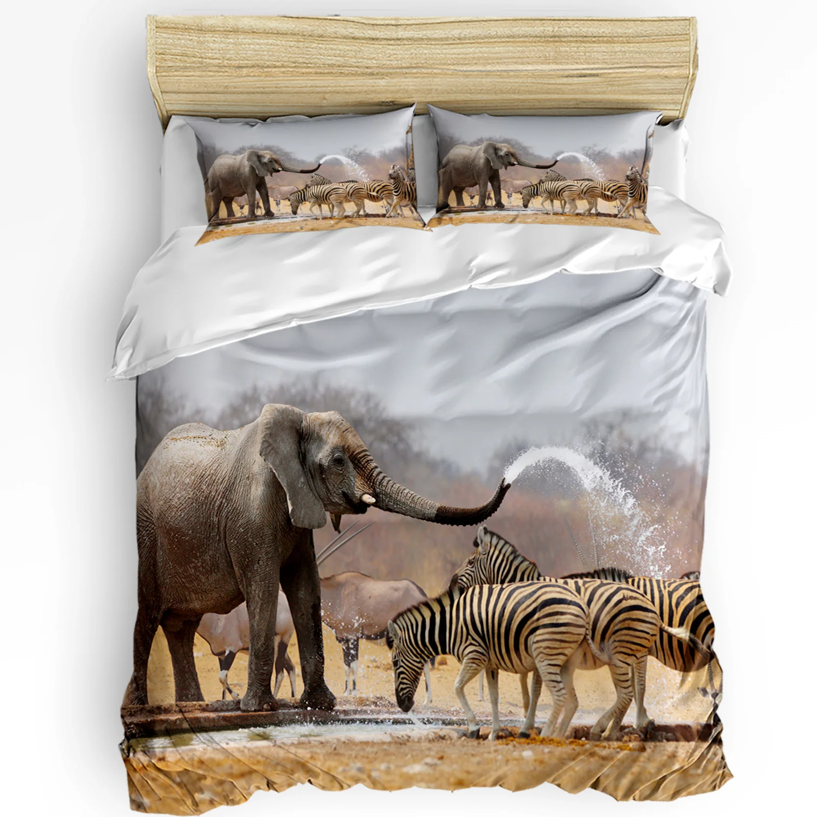 

3pcs Bedding Set Africa Elephant Grassland Home Textile Duvet Cover Pillow Case Boy Kid Teen Girl Bedding Covers Set