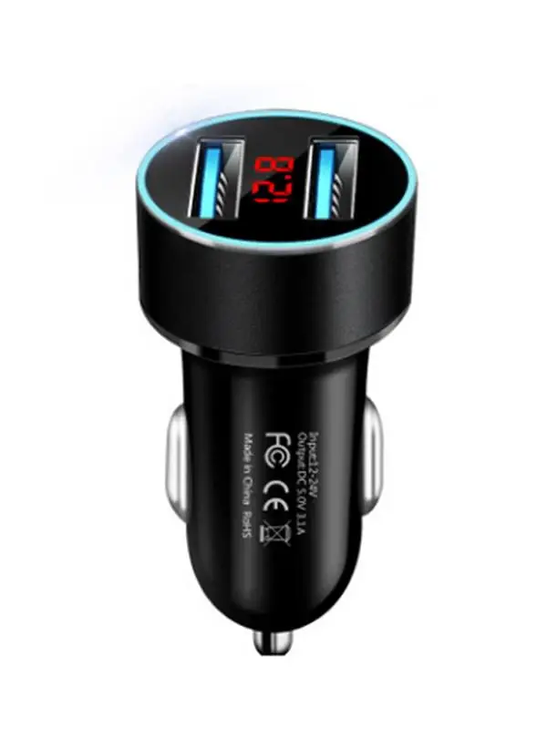 

Universal Car Charger QC3.0 USB 3.1A Digital Display Dual USB Car Charger 12V Car Adapter Cigarette Lighter Voltage Meter