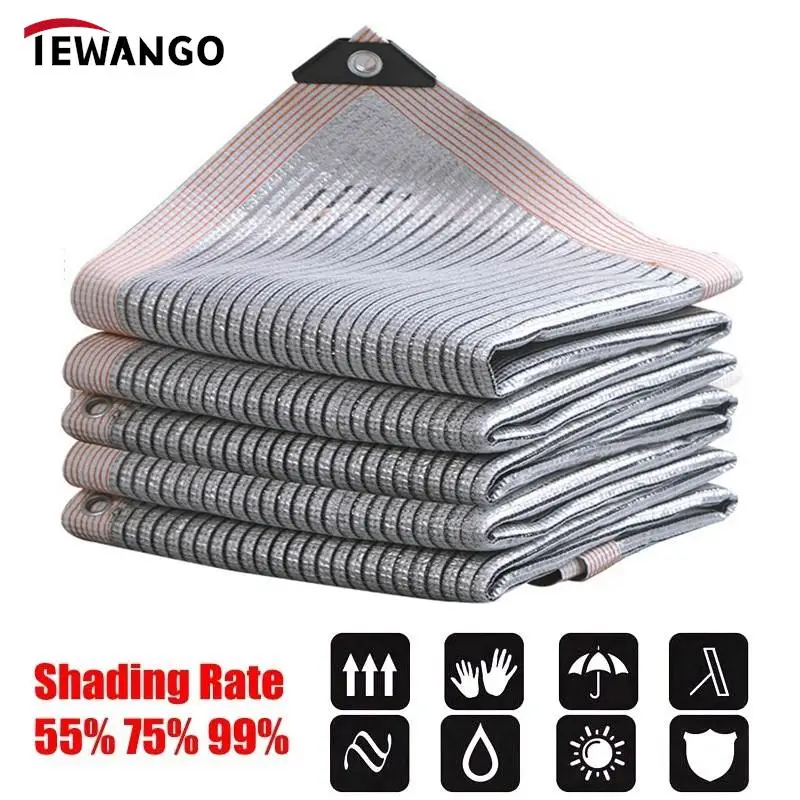 55% ~ 99% затенение наружная анти-УФ алюминиевая фольга Солнцезащитная сетка для дома беседка навес солнцезащитный козырек Солнцезащитная сетка