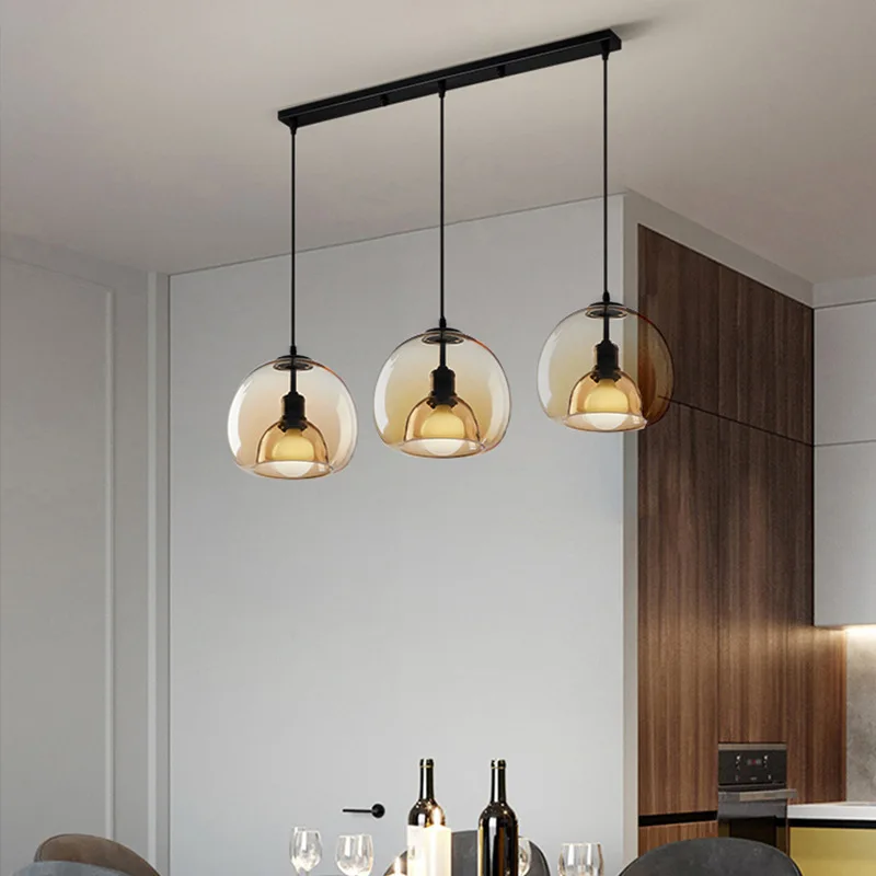 

Glass Led Ceiling Chandelier E27 Black Pendant Lamp For Living Room Dining Table Kitchen Bedroom Modern Gray Art Hanging Light