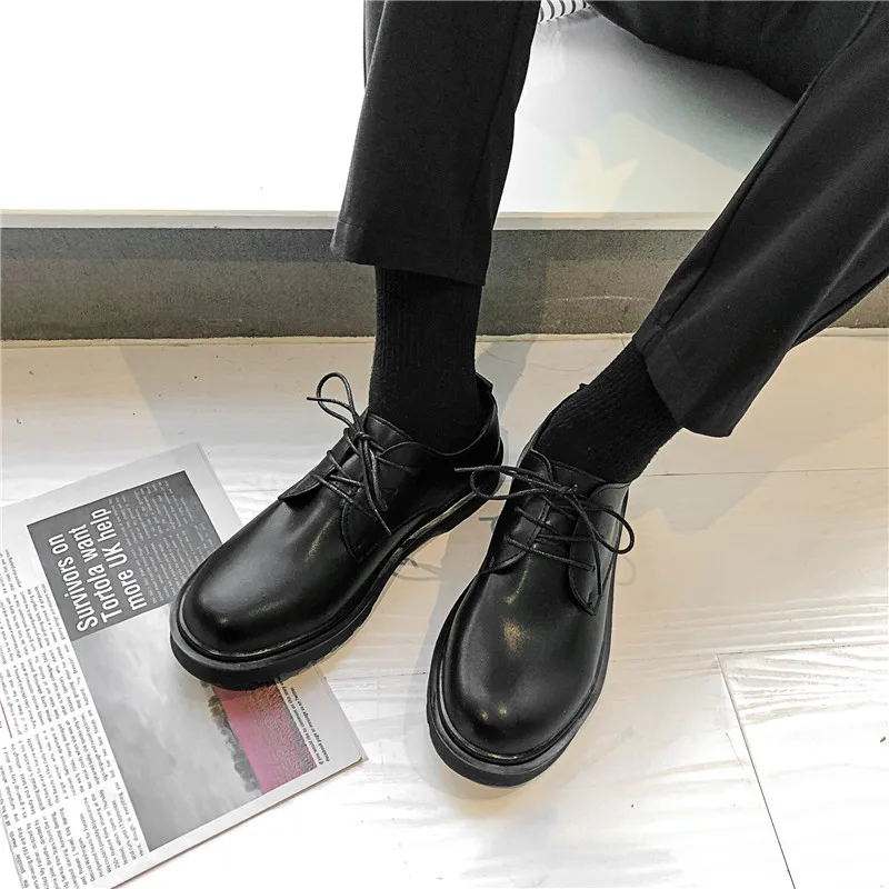 

Leather Shoes Men's Summer Korean-Style British Casual Breathable Black Leather Shoes Business Formal Wear Height Increasing Ins