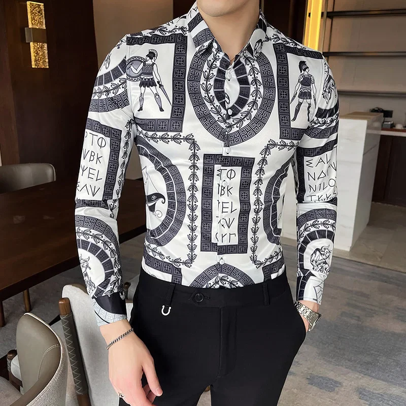 Роскошные мужские рубашки в благородном стиле модные приталенные с длинным