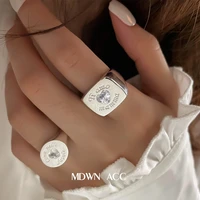 fmily minimalist 925 sterling silver geometric letters micro inlaid zircon rings fashion hip hop jewelry for girlfriend gifts