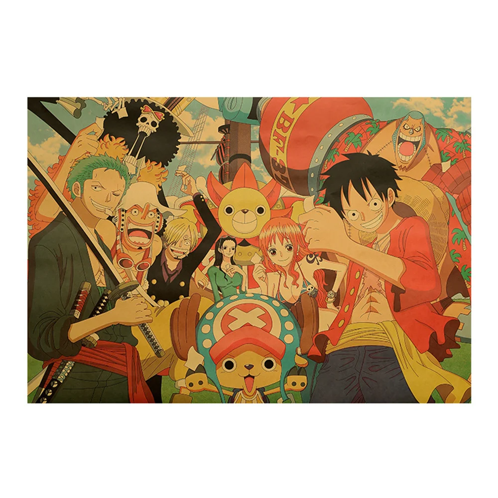 

One Piece Japanese Classic Anime Poster Kraft Paper Prints Posters Vintage Poster Wall Stickers For Living Room Home Decoration