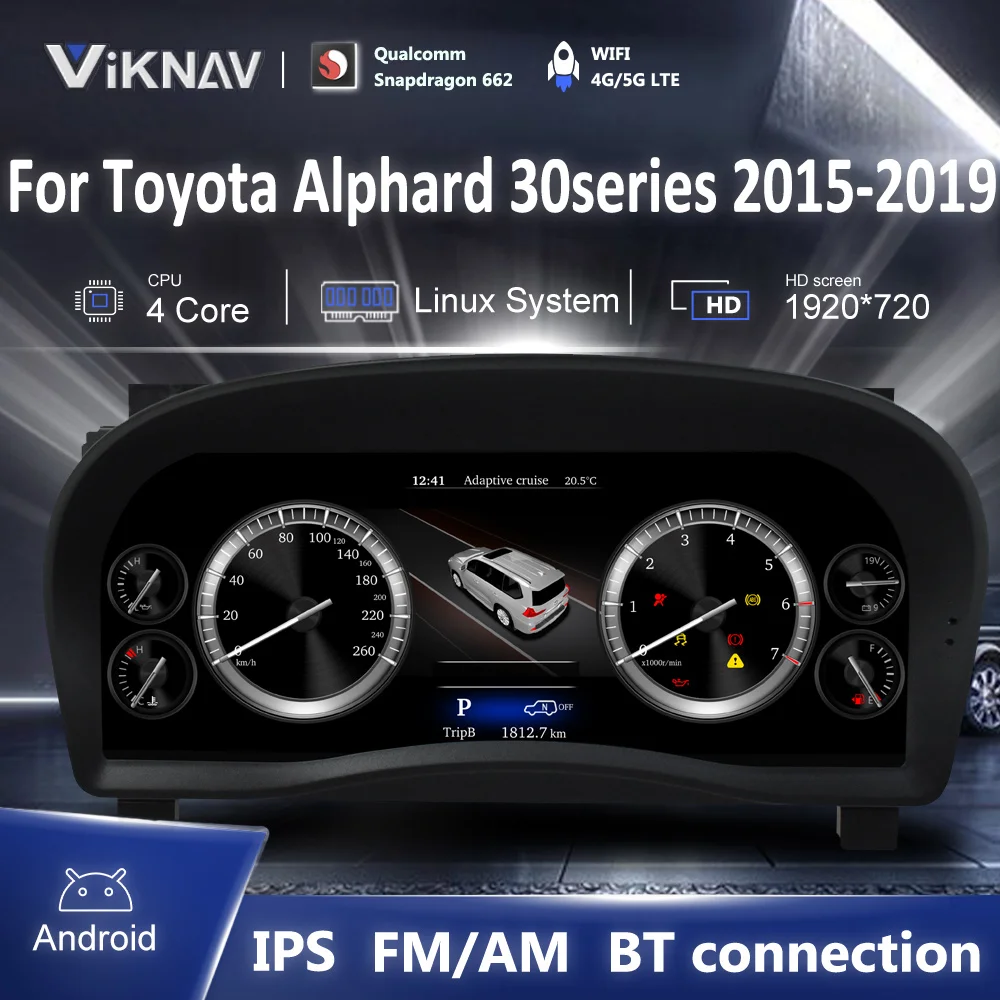 

ViKNAV сменный кластер для Toyota Alphard 30series 2015-2019 Linux 12,3 дюймов цифровой спидометр для автомобиля