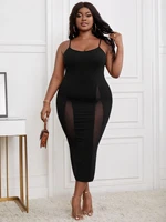 mesh panel bodycon dress without panty