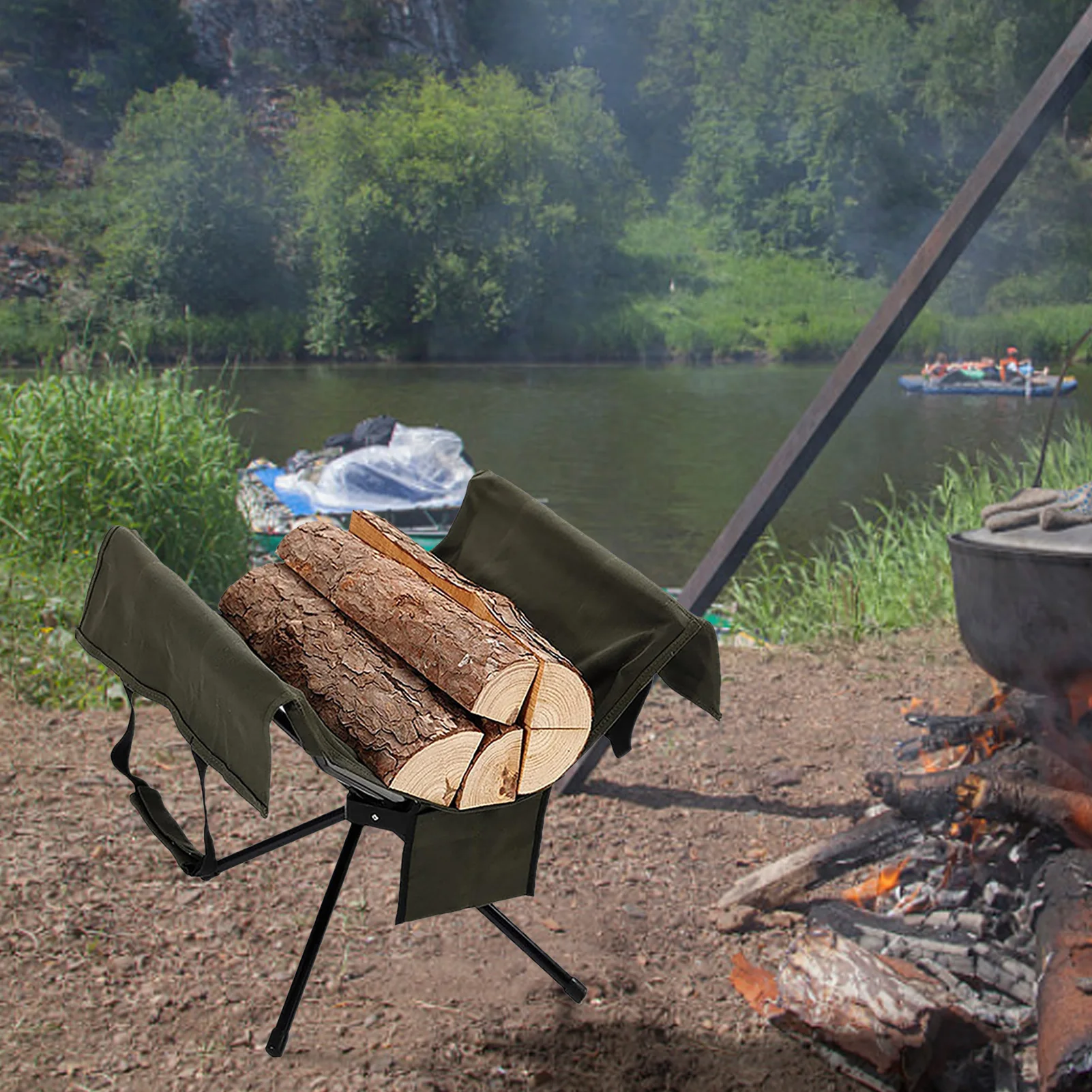 

Outdoor Firewood Log Storage Rack BBQ Camping Log Holder Fireplace Wood Storage Holder Storage Indoor Outdoor Fireplace Tool