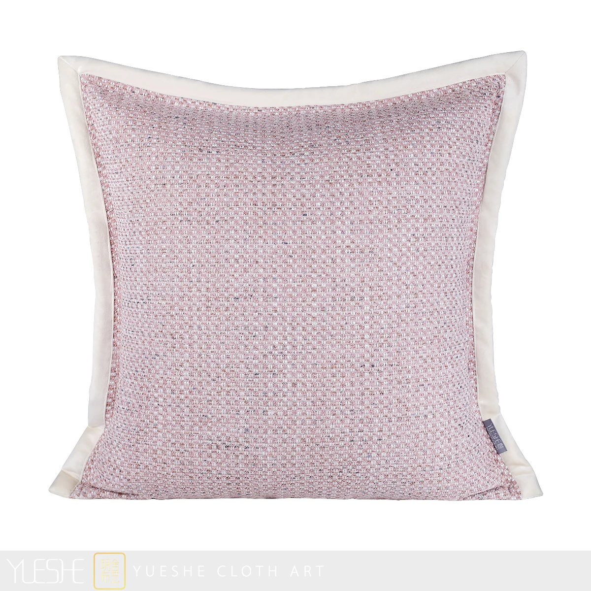 

Yueshe modern simple light luxury pink texture binding cushion pillow villa model room bedding with generous pillow