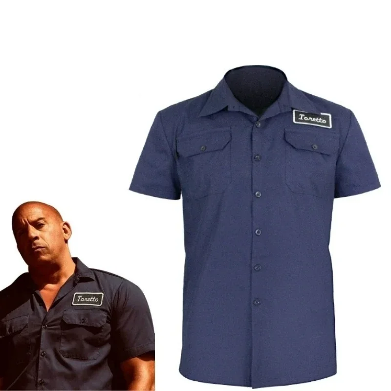 Фото Костюм для косплея Movie Speed Fast 10 Toretto, синяя тюремная форма, рубашка с короткими рукавами, Vin Diesel Cos, одежда для вечеринки на Хэллоуин №1
