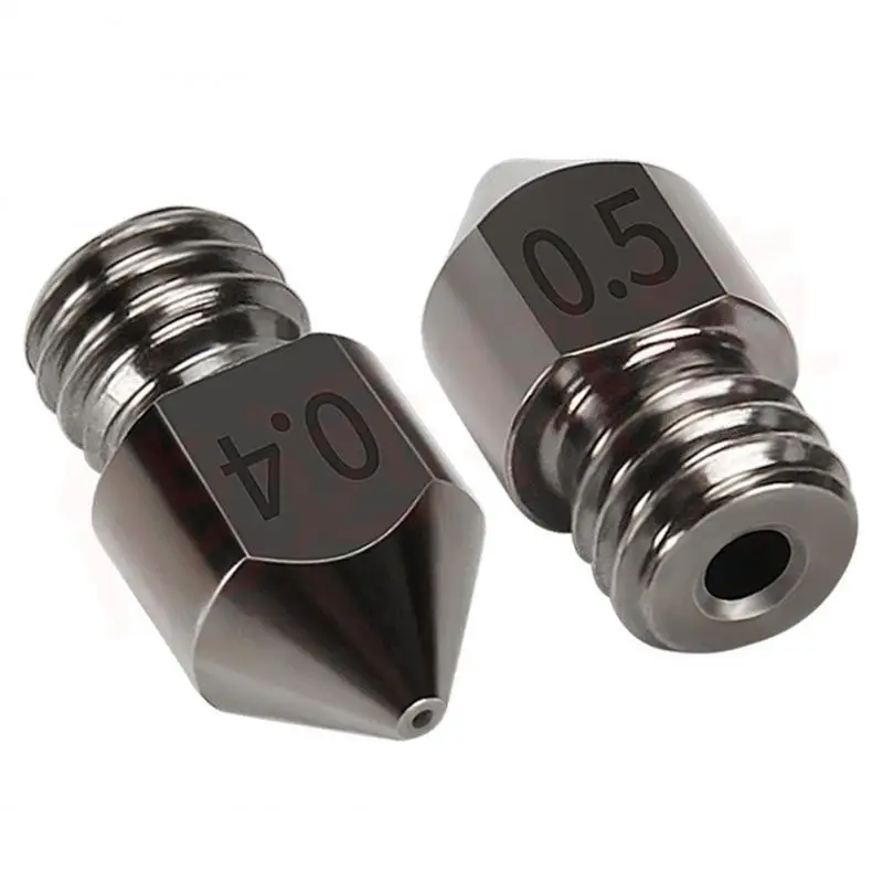 

5PCS MK8 Hardened Steel Nozzles 0.2 0.3 0.4 0.5 0.6 0.8 1.0mm M6 Thread 1.75MM Filament For 3D Printers Hotend CR10 Ender3