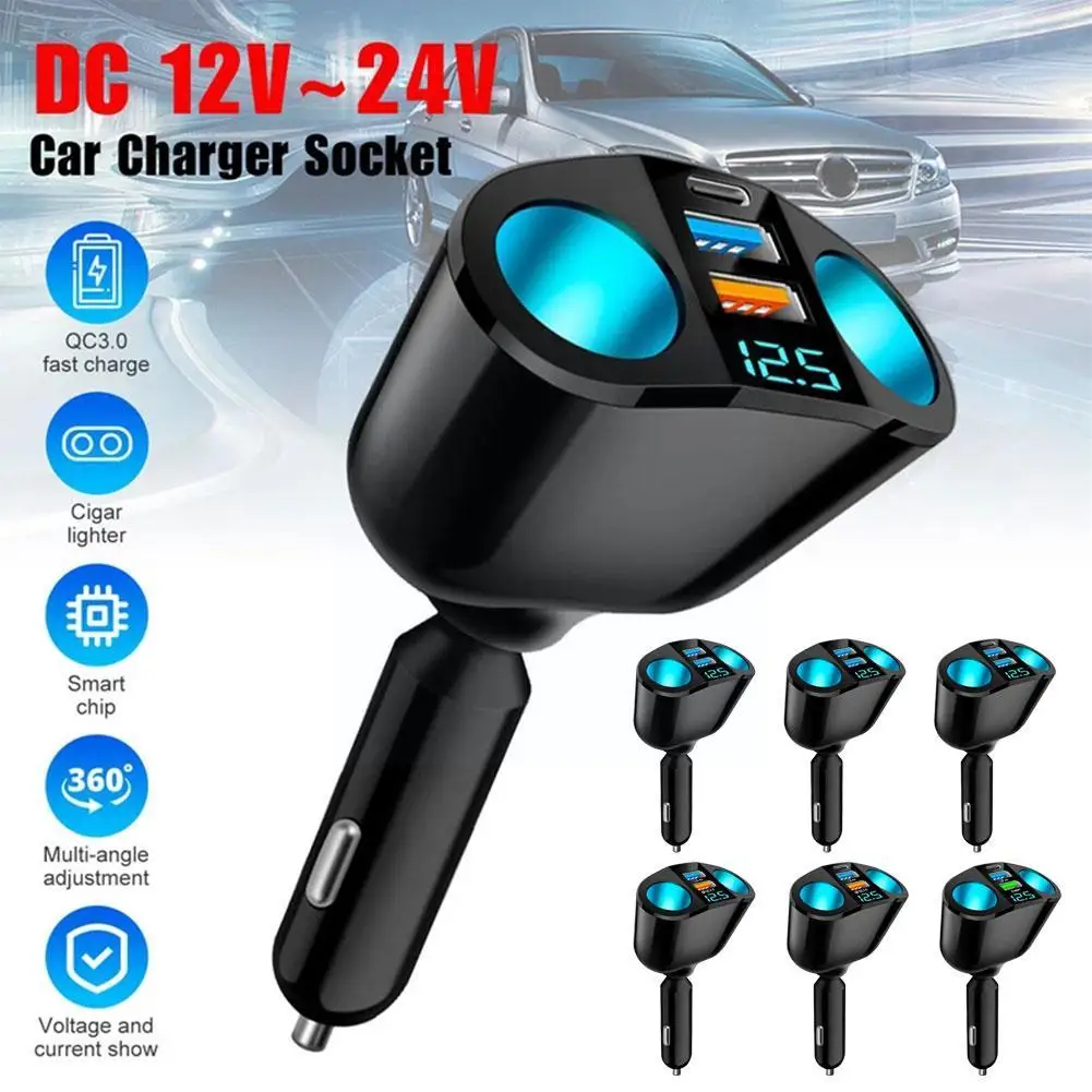 Автомобильный прикуриватель 12 В-24 В разветвитель синего атмосферного света PD QC3.0