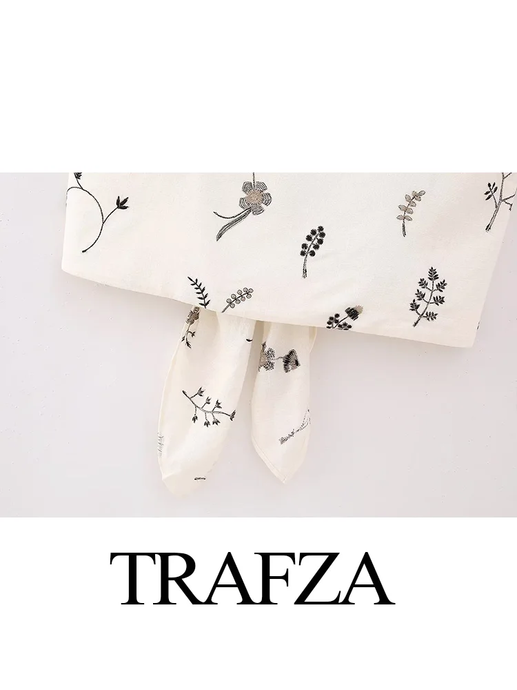 TRAFZA Women 2023 Summer Skirt Suits Printed Sleeveless Backless Crop Camis And Drawstring A-Line Skirt 2 Pieces Set For Women