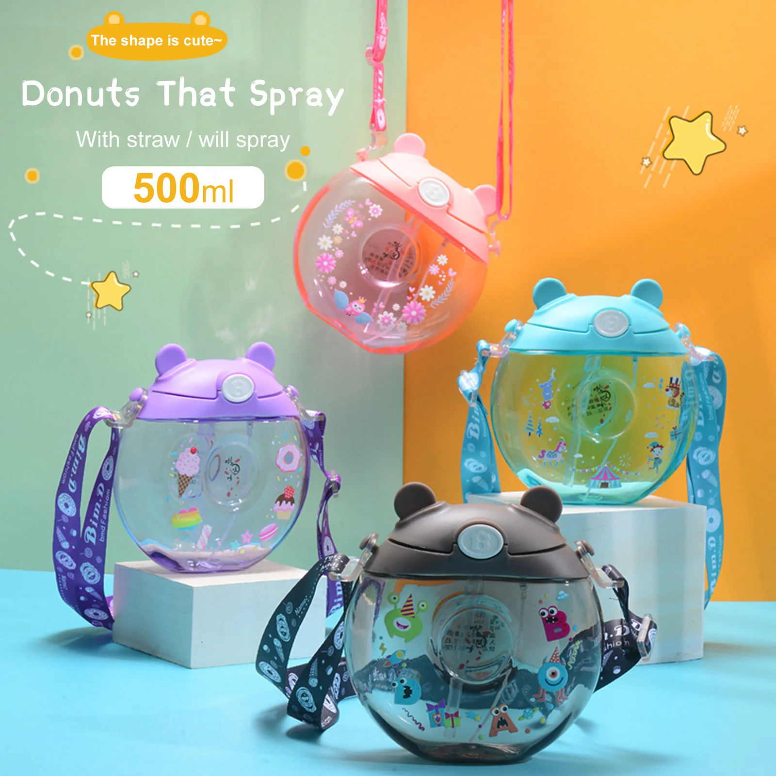 

Пластиковая бутылка для воды с соломинкой, 500 мл