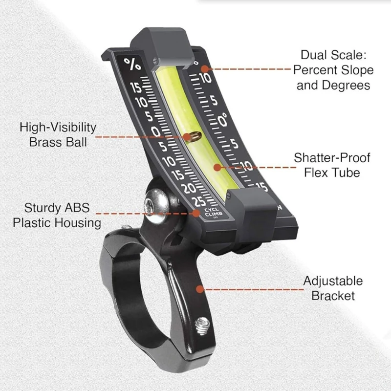 Велосипедный инклинометр с двойной шкалой и регулируемым кронштейном