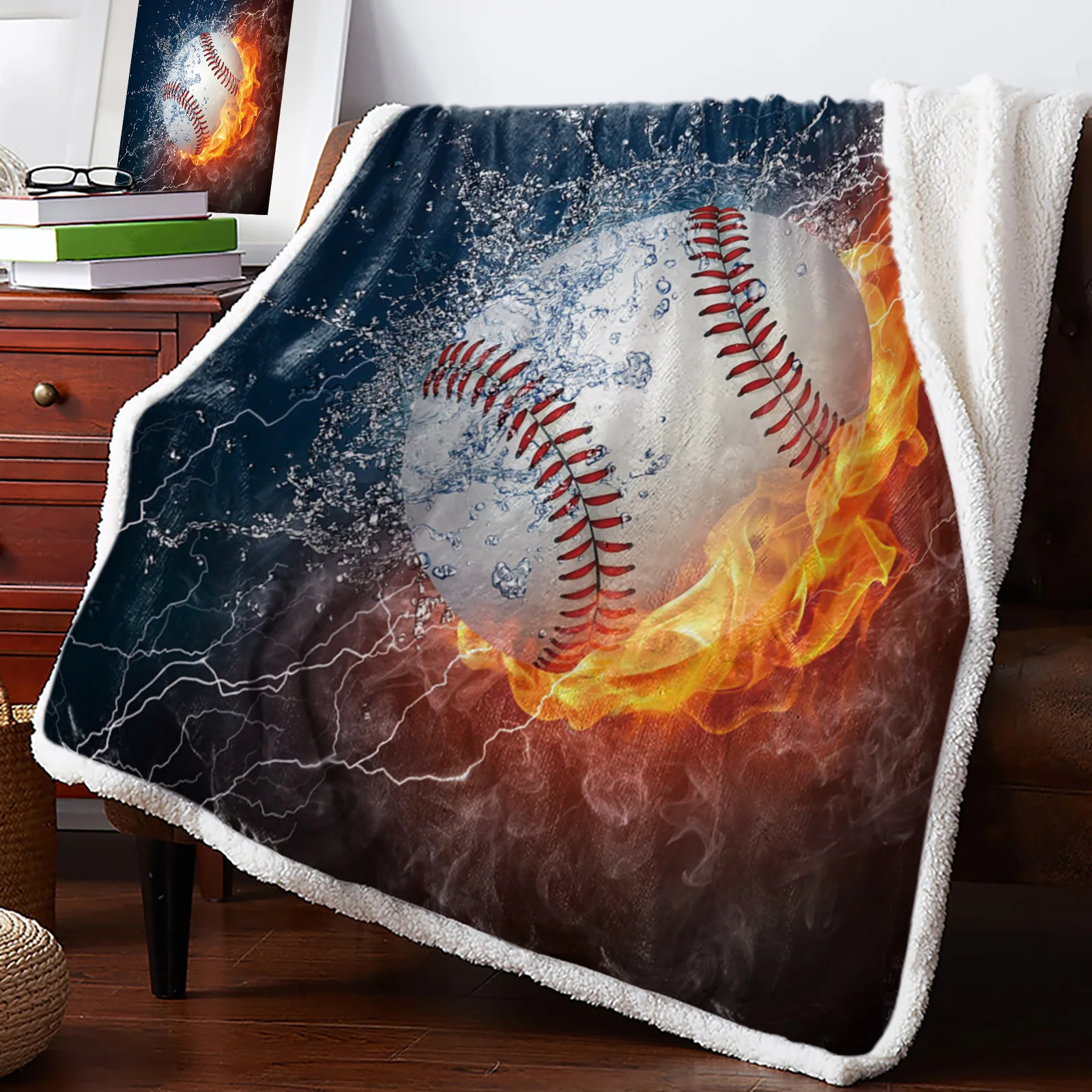 

Флисовое одеяло с принтом Fire Water, покрывало для кровати с принтом молнии, шерпа, мягкое покрывало для взрослых и детей, для дивана