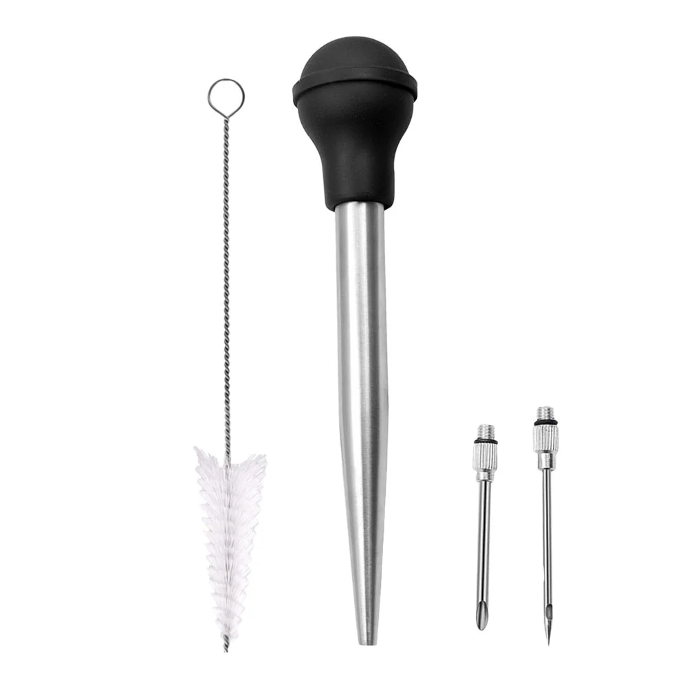 

Injector Baster Syringe Turkey Meat Marinade Brush Cooking Poultry Bbq Barbecue Cleaning Basters Sauce Flavor Steak Chicken Set