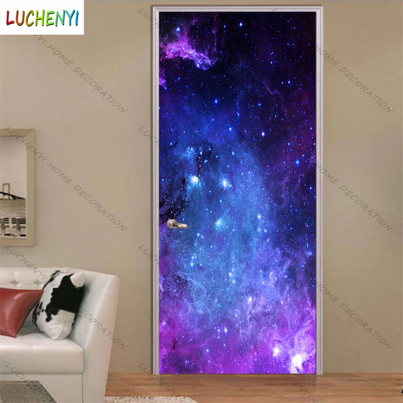 

Декоративная наклейка на дверь, самоклеящаяся, фиолетовое звездное небо