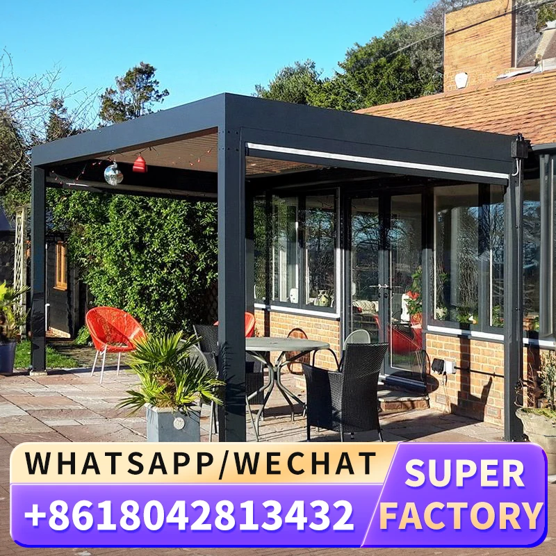 Беседка алюминиевая биоклиматическая беседка 4x3 моторизованная Жалюзийная