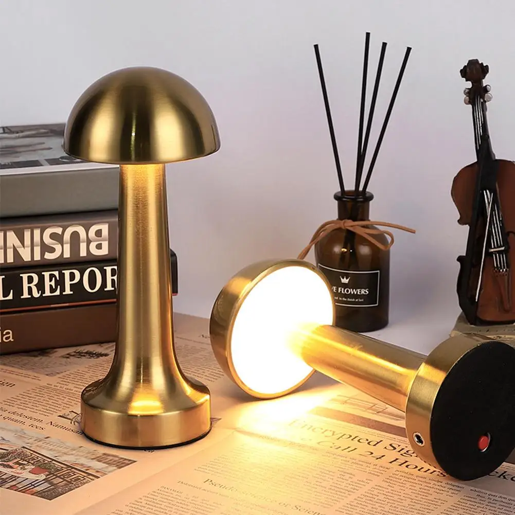 

Mushroom Table Lamp Retro Bar LED Table Lights Touch Sensor Rechargeable Dumbbell Desk Lamp for Restaurant Bar Bedside Decor