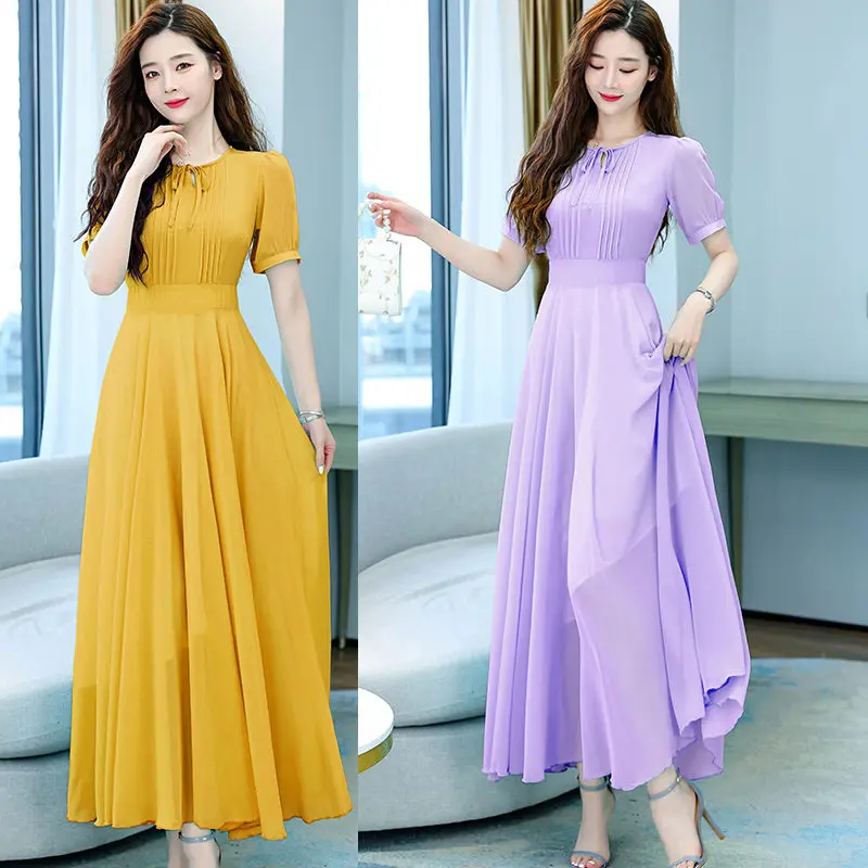 

Новинка весна-лето 2022 однотонная женская одежда приталенное платье средней длины для пляжа модное элегантное женское платье H281