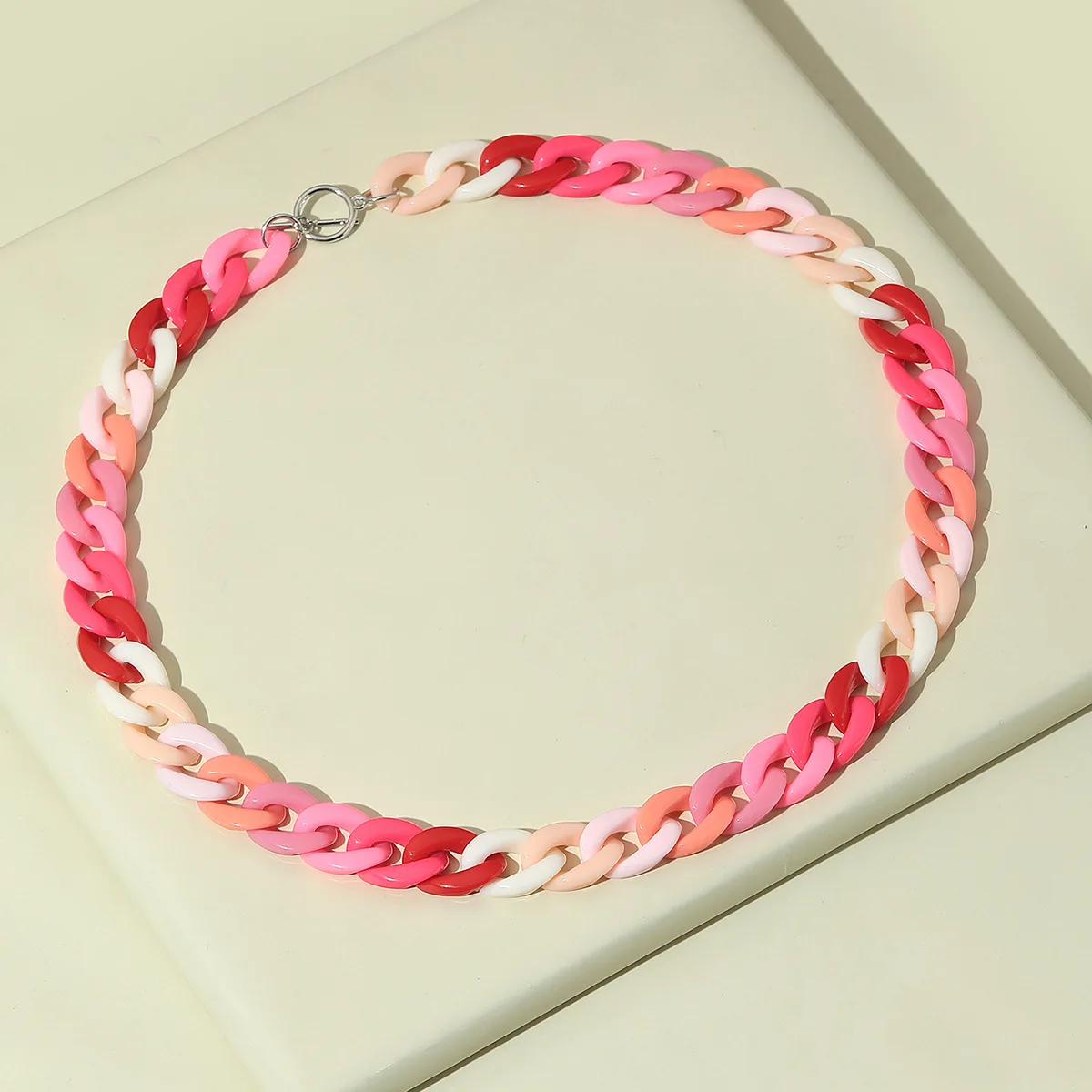 

2022 Colorful Acrylic Thick Chain necklace For Women Bohemian Multi color exaggerated Chain necklace & Bangles Jewelry