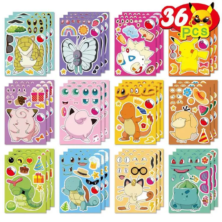 

Pokemon anime surrounding cartoon children DIY puzzle stickers Pikachu children handmade stickers children birthday gift