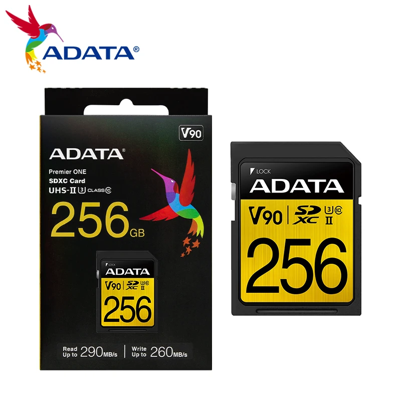 

100% оригинальная SD-карта Adata SD Premier ONE SDXC карта памяти 64 Гб 128 ГБ 256 Гб класс 10 Скорость считывания до 290 Мб/с U3 V90 SD-карта