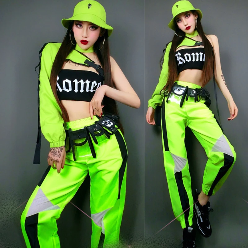 

Women'S Group Performance Wear Single Sleeved Hiphop Pants Suits Gogo Dancers Costumes Pole Dance Clothing Rave Clothes DQS7756