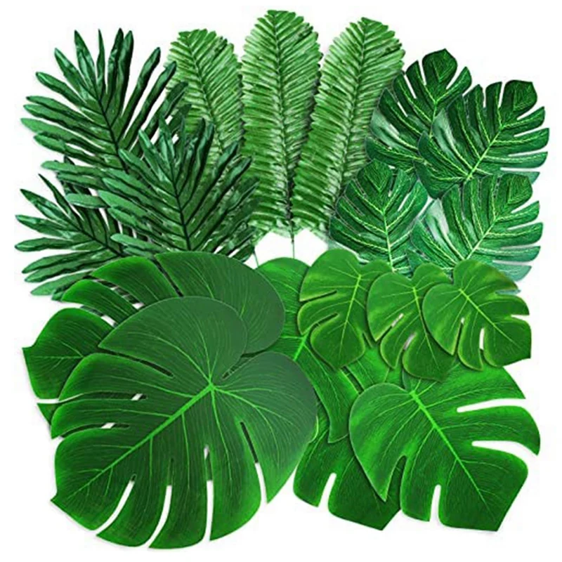

Искусственные тропические Пальмовые Листья Monstera, зеленая искусственная Пальма для украшения, Свадебная тема для дня рождения